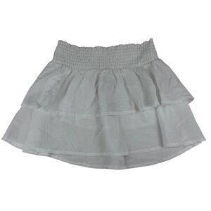 Wild‎ Fable White Smocked Tiered Ruffle Cotton Mini Skirt XS 0-2